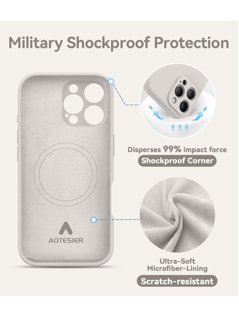 ELTRAZONE iPhone 16 Pro Max Case – Upgraded Silicone Phone Cover with Camera Protection, Compatible with MagSafe, Anti-Scratch Microfiber Lining & 2 Screen Protectors – Stone - Image 3