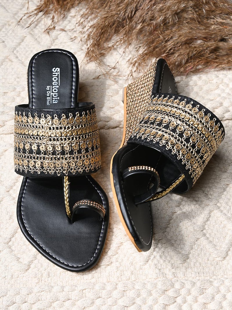 Shoetopia Chic Comfort & Stylish  Kolhapuri Flats For Women & Girls - Image 1