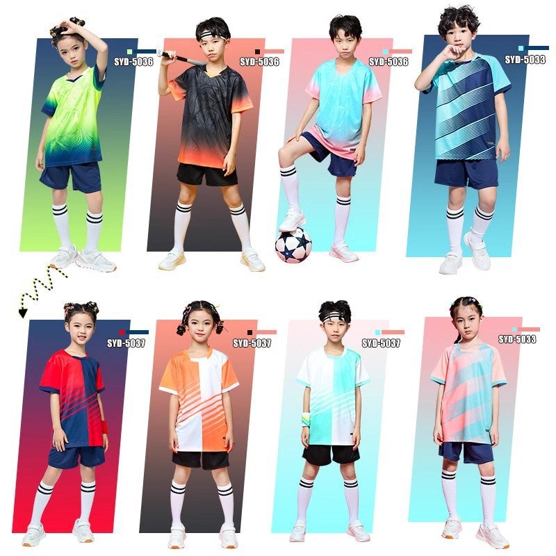 Football Training Clothes New Children'S Football Clothes Suit Short-Sleeved Boys And Girls Jersey Quick-Drying Training Clothes - Image 4
