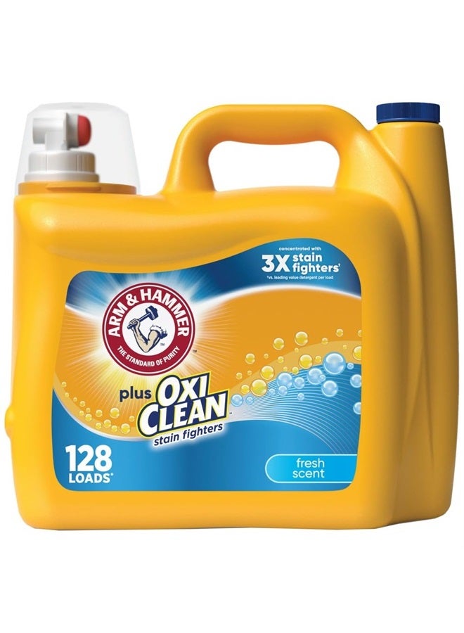 Arm & Hammer Plus OxiClean Fresh Scent, 128 Loads Liquid Laundry Detergent, 166.5 Fl oz - Image 1