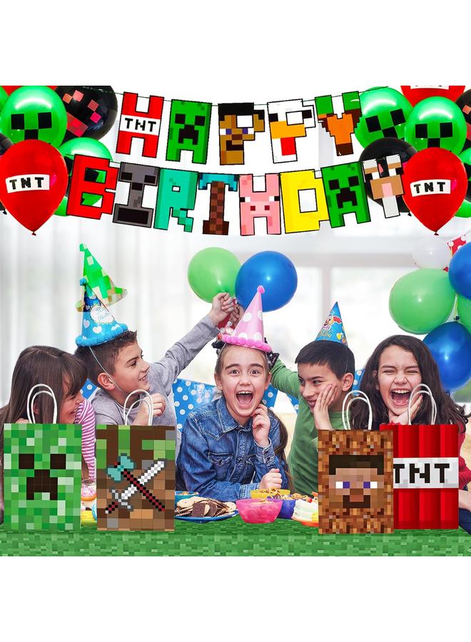 Bluejw Pixel Birthday Decorations, Party Decorations, Birthday Party Supplies, Banner, Balloons, Tablecloth, Cupcake Toppers, Large Cake Decorations, Table Cover - Image 5