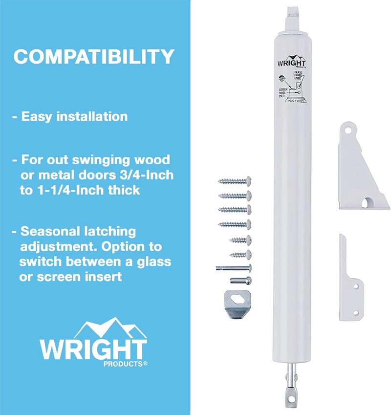 Wright Products Wright Products - Standard Duty Pneumatic Screen and Storm Door Closer, White  - Image 4