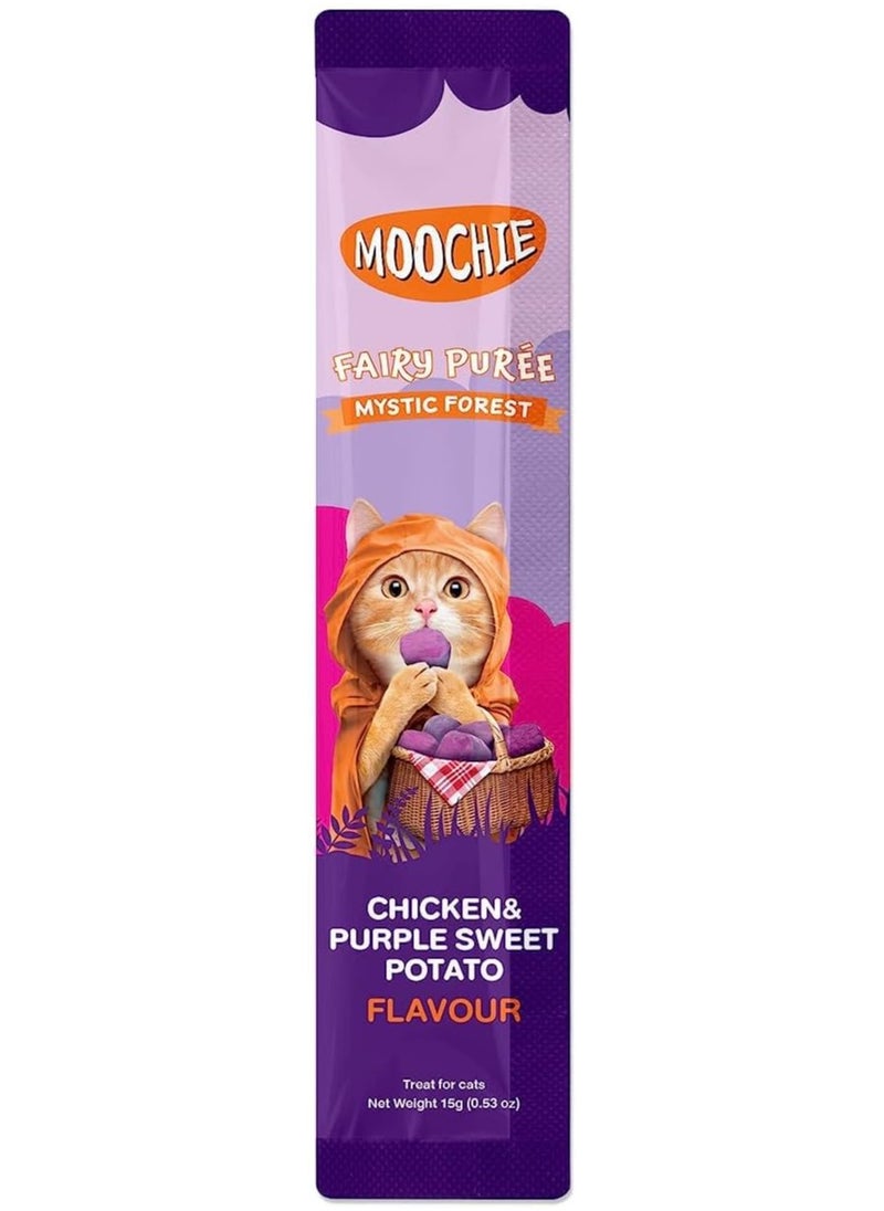 MOOCHIE - Cat Wet Treat With Chicken And Purple Sweet Potato Flavor For Kitten And Adult Cats,5x15g , With Omega 3. - Image 1