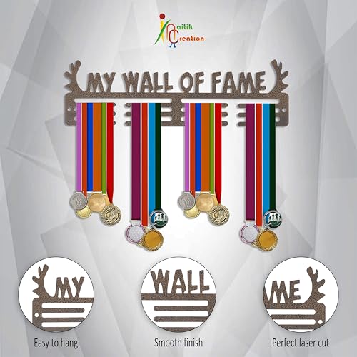 NAITIK CREATION Medal Hangers for Wall – Medal Holder Display Hanger | Holds Up to 65 Medals | Sports Medal Display | Medals Hanger | Premium Antique Golden (My Wall of Fame) - Image 4