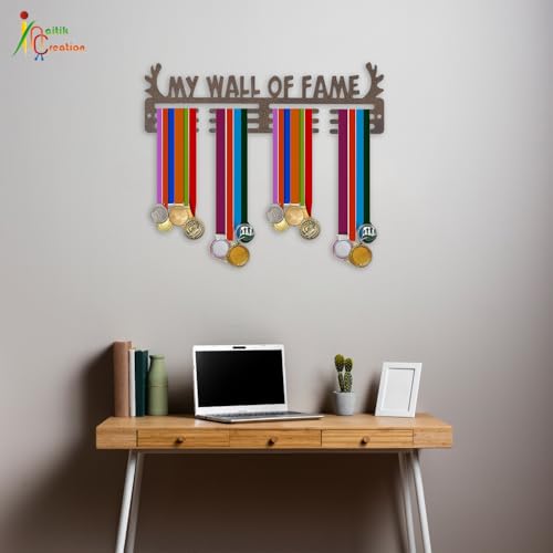 NAITIK CREATION Medal Hangers for Wall – Medal Holder Display Hanger | Holds Up to 65 Medals | Sports Medal Display | Medals Hanger | Premium Antique Golden (My Wall of Fame) - Image 5