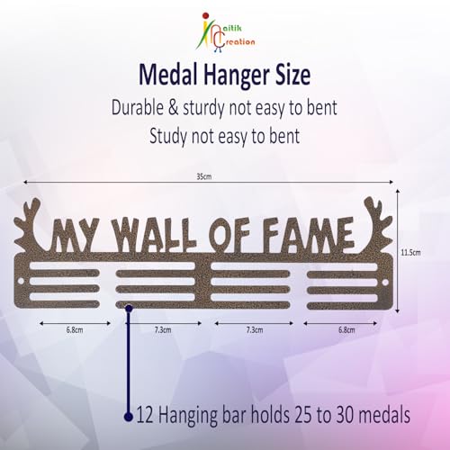 NAITIK CREATION Medal Hangers for Wall – Medal Holder Display Hanger | Holds Up to 65 Medals | Sports Medal Display | Medals Hanger | Premium Antique Golden (My Wall of Fame) - Image 3