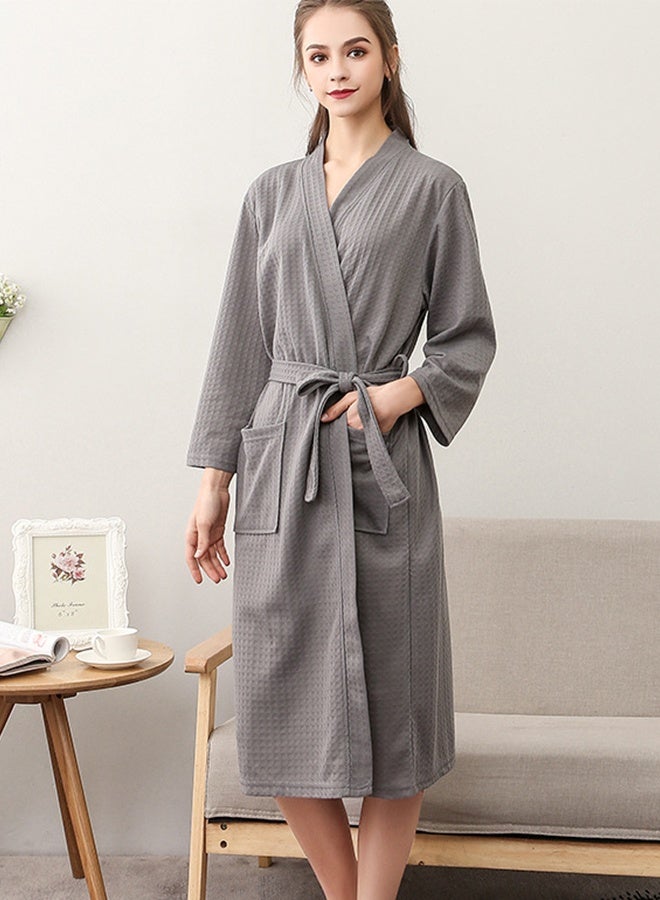 DUNISO Women's Waffle Kimono Bathrobe Short Sleeve Sleepwear Spa Robe Nightwear Nightgown Women Water Bathrobe Bridesmaid Robes Dressing Gown Autumn Robe - Image 5