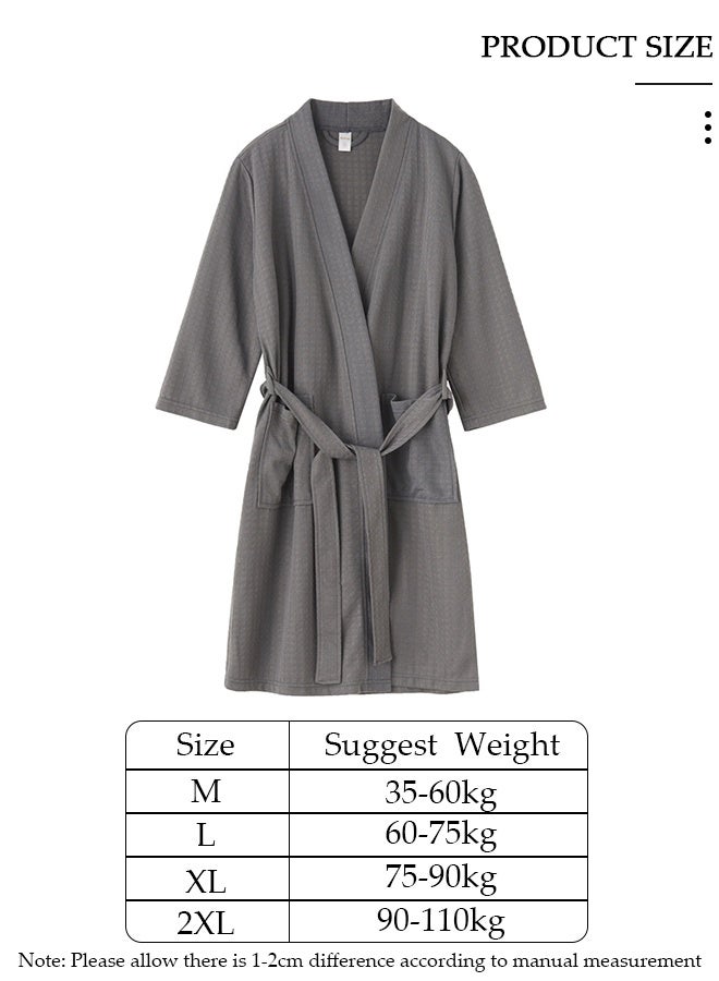 DUNISO Women's Waffle Kimono Bathrobe Short Sleeve Sleepwear Spa Robe Nightwear Nightgown Women Water Bathrobe Bridesmaid Robes Dressing Gown Autumn Robe - Image 4