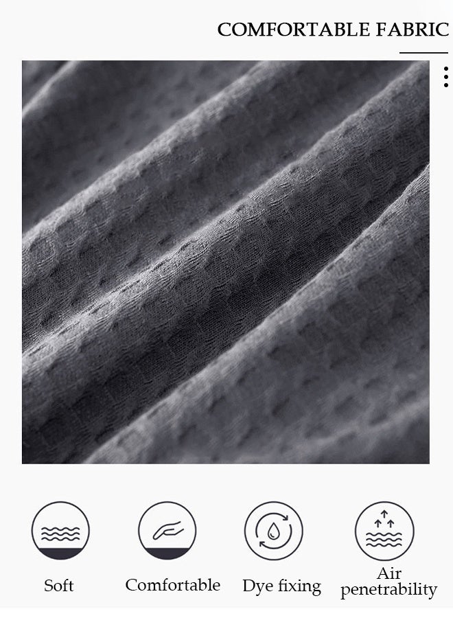 DUNISO Women's Waffle Kimono Bathrobe Short Sleeve Sleepwear Spa Robe Nightwear Nightgown Women Water Bathrobe Bridesmaid Robes Dressing Gown Autumn Robe - Image 3