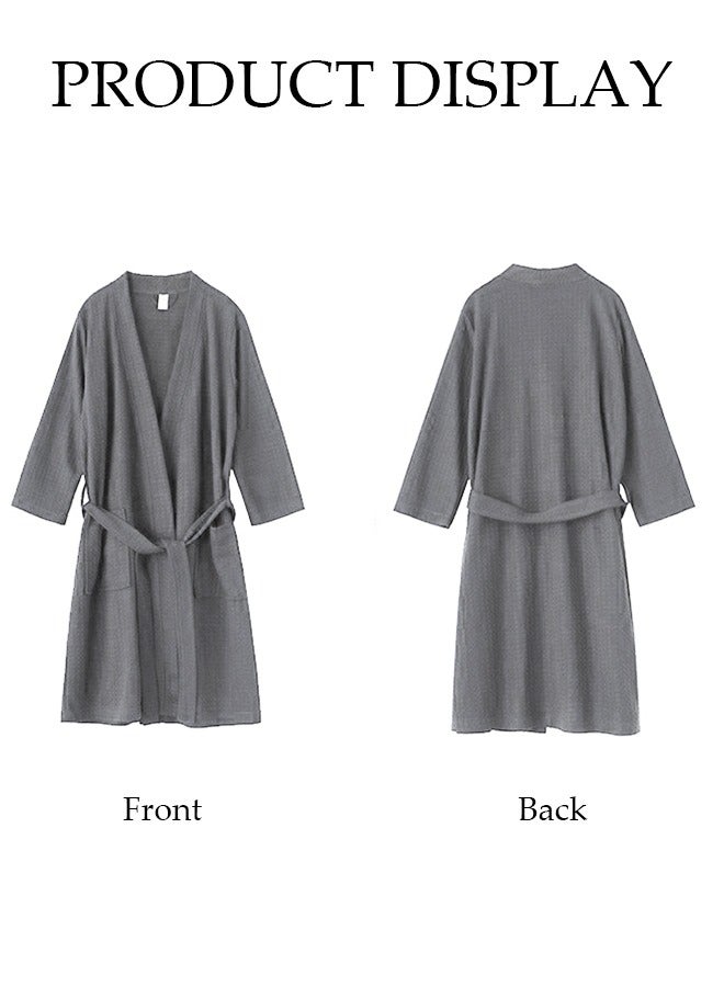 DUNISO Women's Waffle Kimono Bathrobe Short Sleeve Sleepwear Spa Robe Nightwear Nightgown Women Water Bathrobe Bridesmaid Robes Dressing Gown Autumn Robe  - Image 2