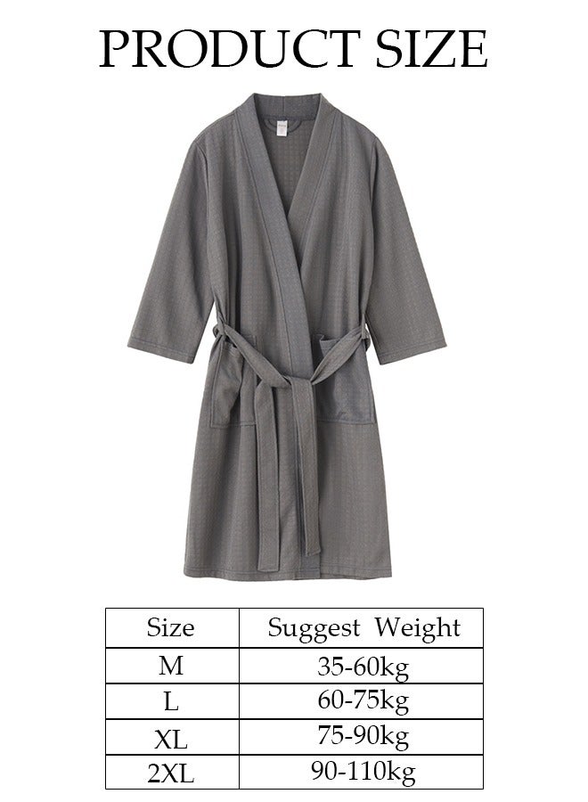 DUNISO Women's Waffle Kimono Bathrobe Short Sleeve Sleepwear Spa Robe Nightwear Nightgown Women Water Bathrobe Bridesmaid Robes Dressing Gown Autumn Robe  - Image 4
