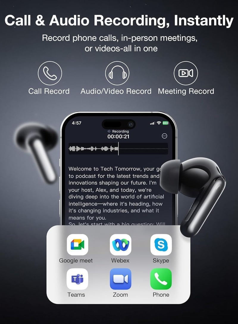 Viaim RecDot Wireless AI Conference Earbuds with Live Transcription Black - Image 2