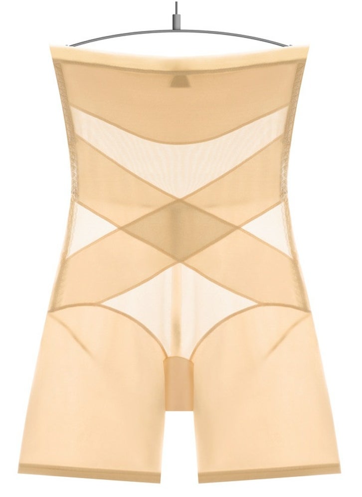 Loquat - Womens Body Shaper Tummy Control Underwear Boxer Briefs Solid Color Slim High Waist Hip Lift Shapewear Underpants Beige - Image 1
