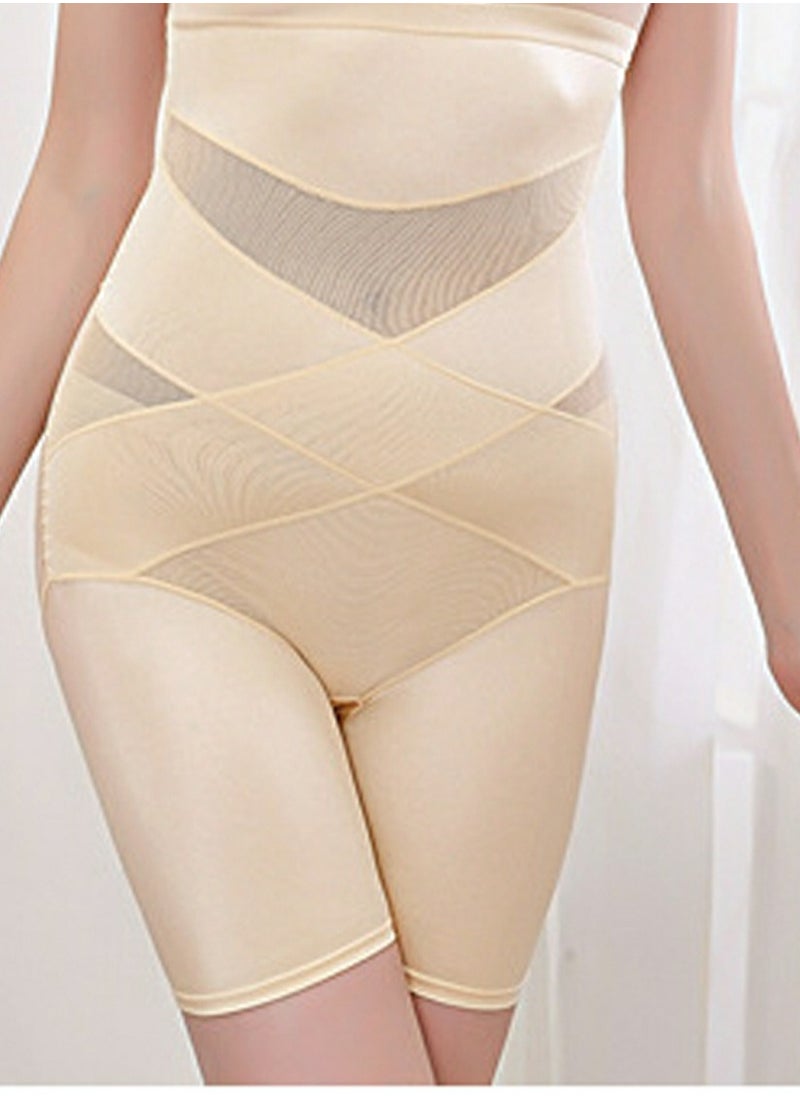 Loquat - Womens Body Shaper Tummy Control Underwear Boxer Briefs Solid Color Slim High Waist Hip Lift Shapewear Underpants Beige - Image 1