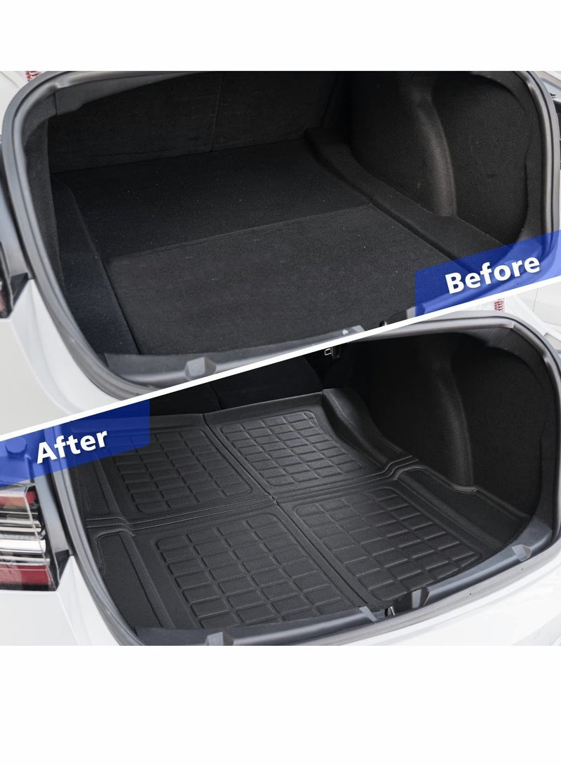Trunk Mat for Tesla Model 3, Premium All Weather Anti-Slip Waterproof Cargo Rear Liner Interior Accessories, Compatible with Model 3 2022 2021 2020 2019 2018 2017 - Image 4