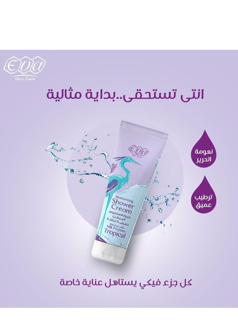 Eva Skin Care Moisturizing Shower Cream Enriched With Milk Proteins Tropical 250ml  - Image 2