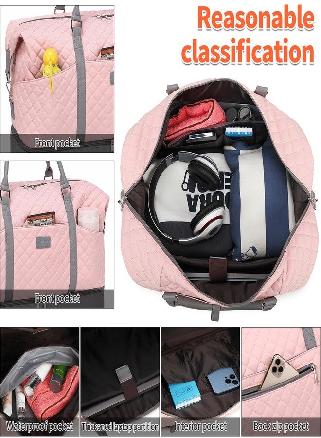 Stuery Travel Bag for Women: 21" Large Weekender Bags for Women with Shoe Compartment & Toiletry Bags, 3PCS Overnight Duffel Tote for Carry on Weekend Travel Business Trip Airplane Traveling, Gym, A-Pink, 3 - Image 3
