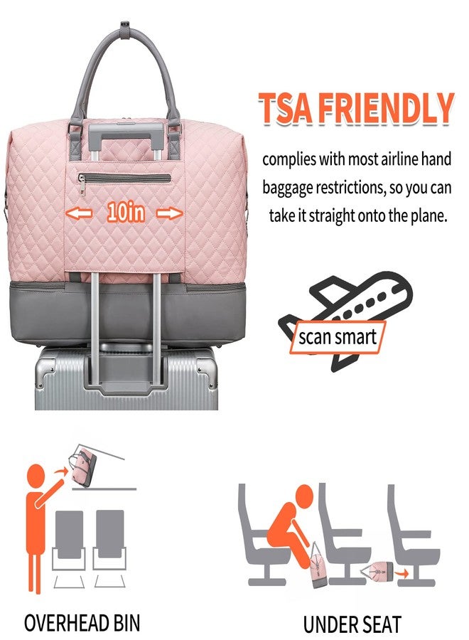 Stuery Travel Bag for Women: 21" Large Weekender Bags for Women with Shoe Compartment & Toiletry Bags, 3PCS Overnight Duffel Tote for Carry on Weekend Travel Business Trip Airplane Traveling, Gym, A-Pink, 3 - Image 5