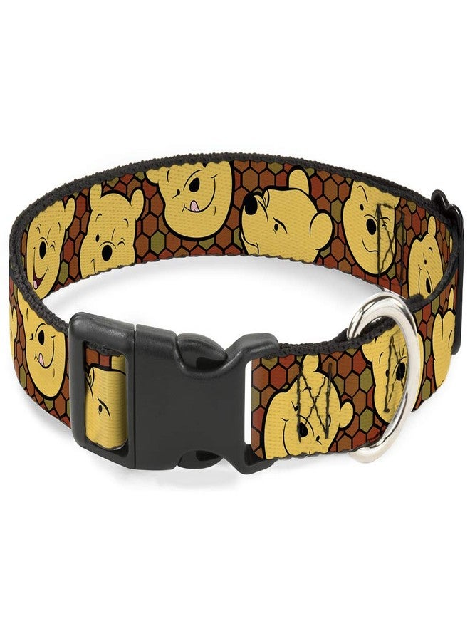 Buckle Down Buckle-Down Plastic Clip Collar - Winnie the Pooh Expressions/Honeycomb Black/Browns - 1.5" Wide - Fits 16-23" Neck - Medium - Image 1