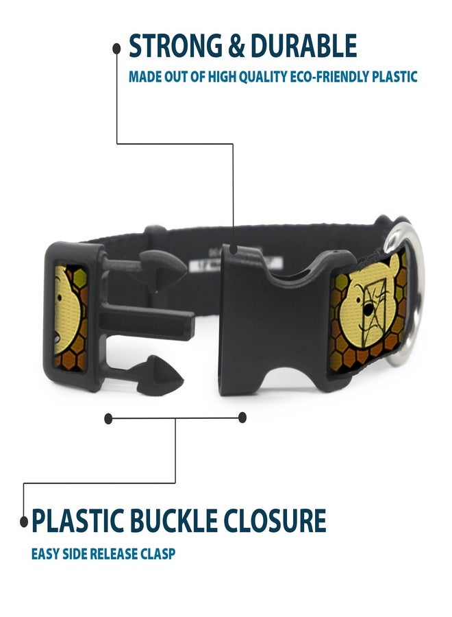 Buckle Down Buckle-Down Plastic Clip Collar - Winnie the Pooh Expressions/Honeycomb Black/Browns - 1.5" Wide - Fits 16-23" Neck - Medium - Image 4