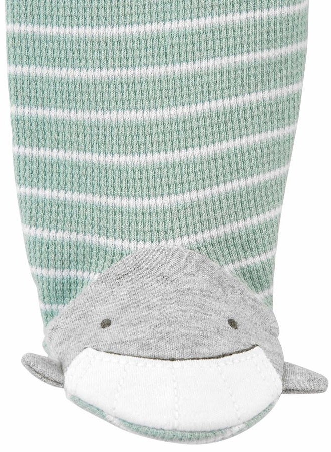 Simple Joys by Carter's Unisex Babies' 2-Way Zip Thermal Footed Sleep and Play, Pack of 2, Stripes, 3-6 Months - Image 5