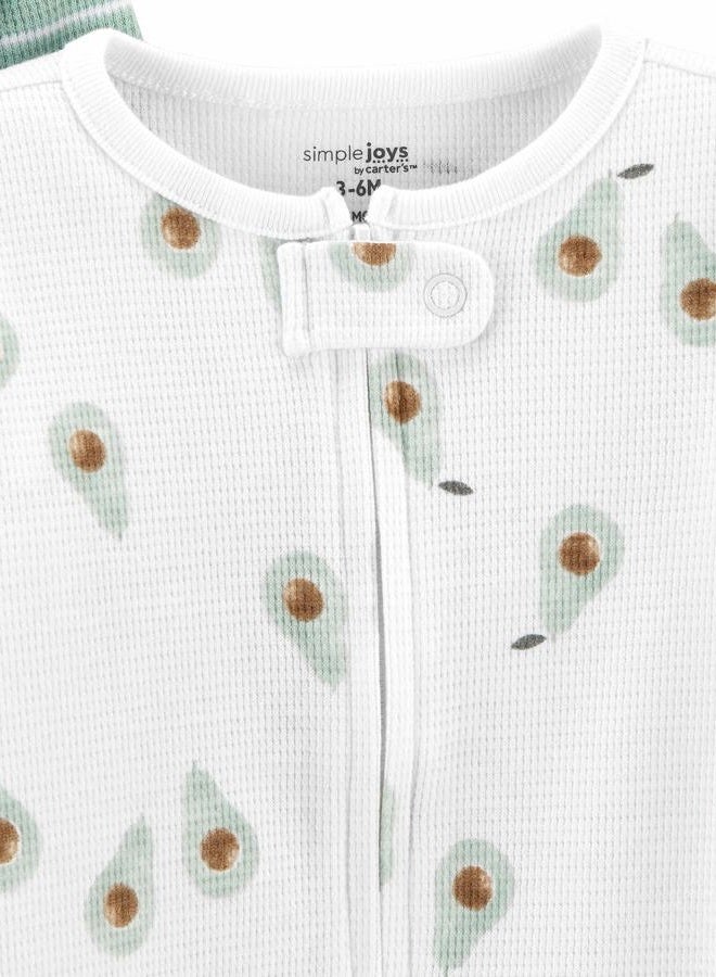 Simple Joys by Carter's Unisex Babies' 2-Way Zip Thermal Footed Sleep and Play, Pack of 2, Stripes, 3-6 Months - Image 3