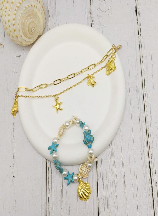 Julie Wang 100 Grams Gold Sea Ocean Beach Charms Pendants for Summer Jewelry Necklace Earrings Bracelet Making Craft Starfish Shells Mermaid Tail Fish 80-100pcs - Image 4