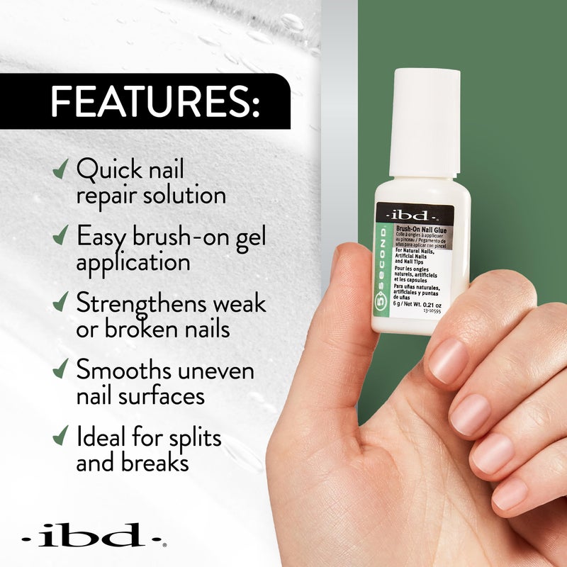 Ibd جل لاصق الأظافر IBD 5 ثواني – لاصق أظافر قوي للأظافر الطبيعية المكسورة والمتشققة والمنفصلة، إصلاح وتقوية NailBond للتغليف – 6 جرام، 3 قطع - Image 4