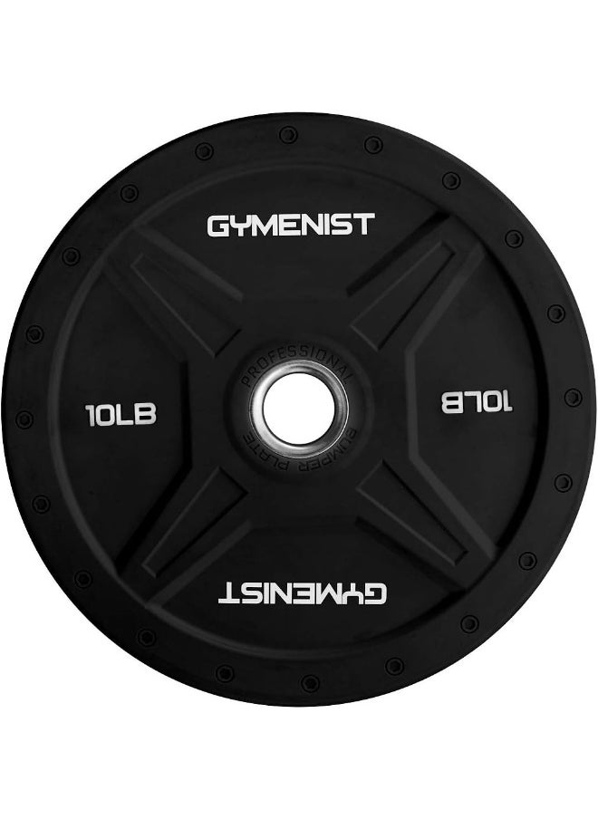 GYMENIST GYMENIST Unisex-Adult Bumper Plates Are Made For 2" Olympic Bars, Available From 10 LB To 55 LB Premium Commercial Gym Quality Single (10-LB), Black  - Image 5