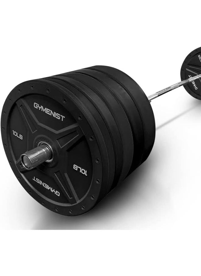 GYMENIST GYMENIST Unisex-Adult Bumper Plates Are Made For 2" Olympic Bars, Available From 10 LB To 55 LB Premium Commercial Gym Quality Single (10-LB), Black  - Image 4