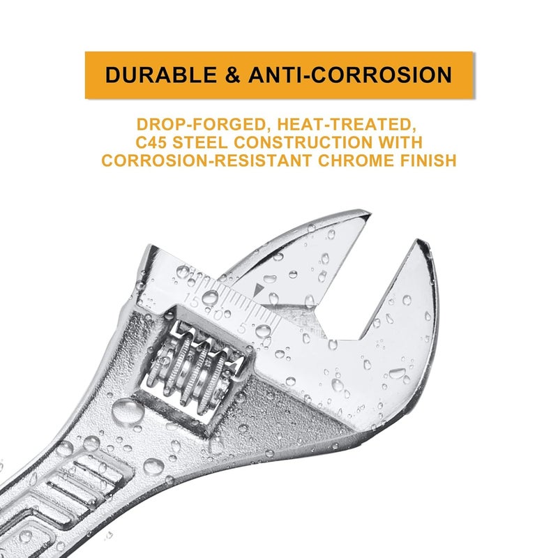 Ingco 3 pcs Adjustable Wrench 150 200 250 mm 035mm Clamp Size Metric Scale Dropforged ChromePlated Adjustable Wrench Set for Auto Repair General Assembly Maintenance Plumbing - Image 2