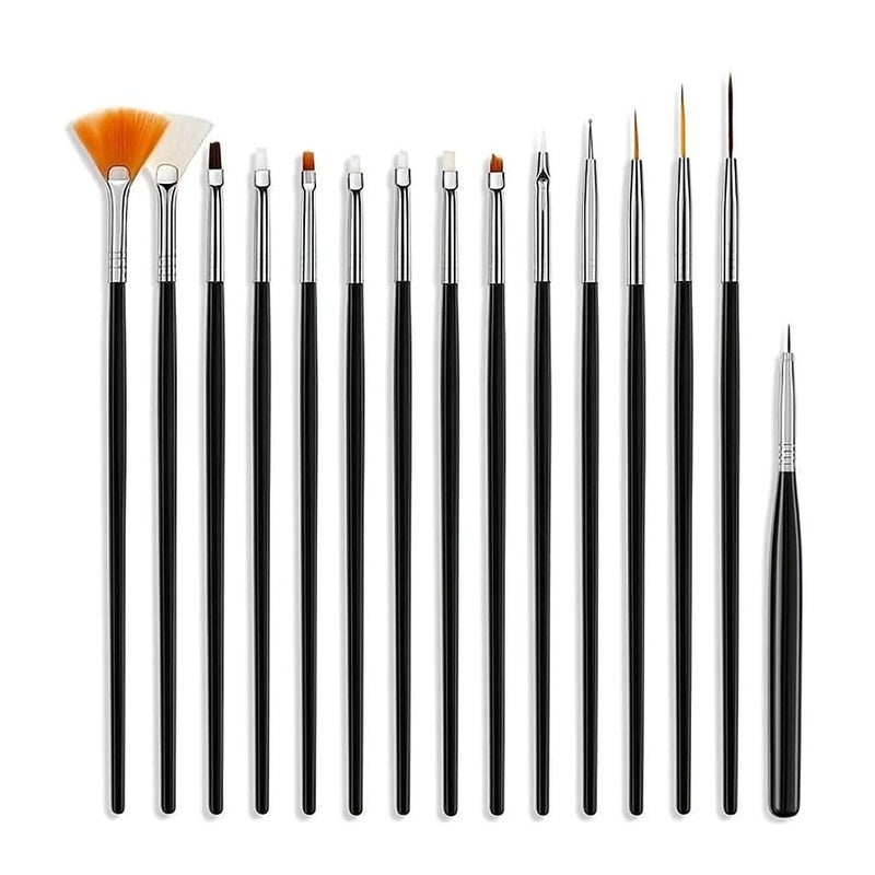 Emigel Professional Nail Art Brush For UV Gel Acrylic Nail Painting Brushes/Drawing Pen/Nail Art Design Painting Tool Pen Polish Nail Brush Color may very (Set of 15)