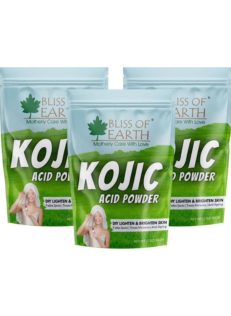 BLISS OF EARTH Bliss of Earth 2 oz Korean Kojic Acid Powder Original for Skin Whitening, Soap Making & DIY Products 56GM Pack of 3  - Image 1