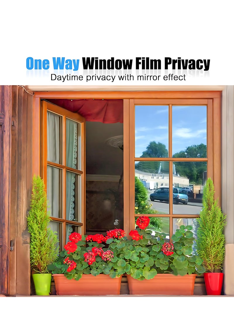 ALMiHomi One-Way Mirror Reflective Window Film – Daytime Privacy, Heat & UV Protection for Home, Office & Car – Thick Solar Tint Glass Sticker 40*500cm - Image 4