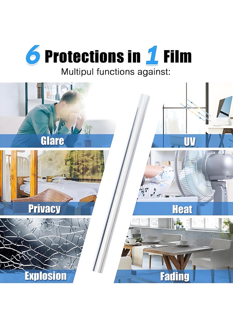 ALMiHomi One-Way Mirror Reflective Window Film – Daytime Privacy, Heat & UV Protection for Home, Office & Car – Thick Solar Tint Glass Sticker 40*500cm - Image 2