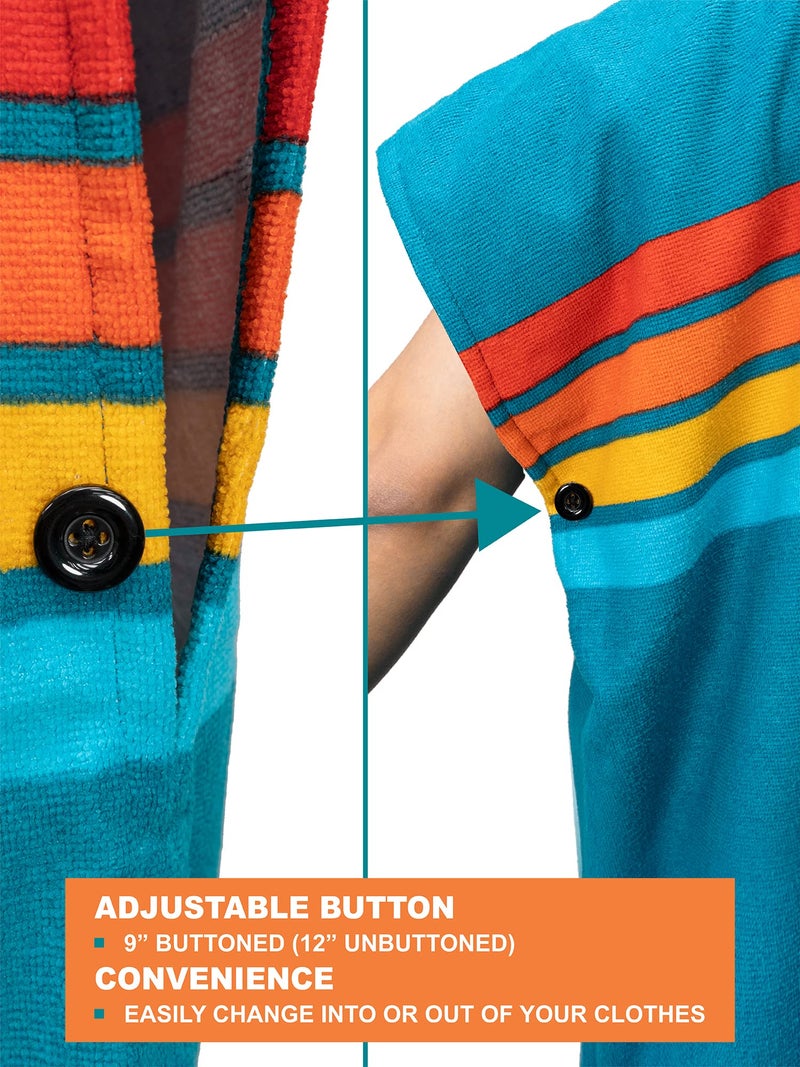 Suncube SUN CUBE Men's Surf Poncho Changing Robe with Hood, 44 Inches, Sunset Blue, Polyester - Image 5