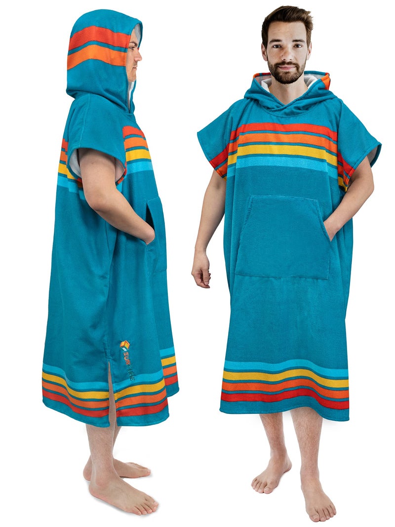 Suncube SUN CUBE Men's Surf Poncho Changing Robe with Hood, 44 Inches, Sunset Blue, Polyester - Image 1