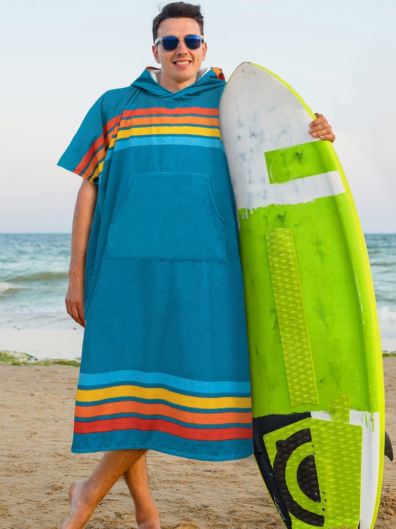 Suncube SUN CUBE Men's Surf Poncho Changing Robe with Hood, 44 Inches, Sunset Blue, Polyester - Image 2