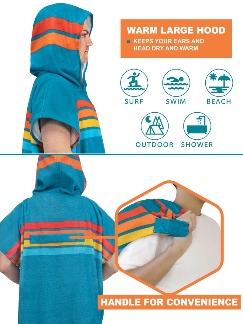 Suncube SUN CUBE Men's Surf Poncho Changing Robe with Hood, 44 Inches, Sunset Blue, Polyester - Image 4