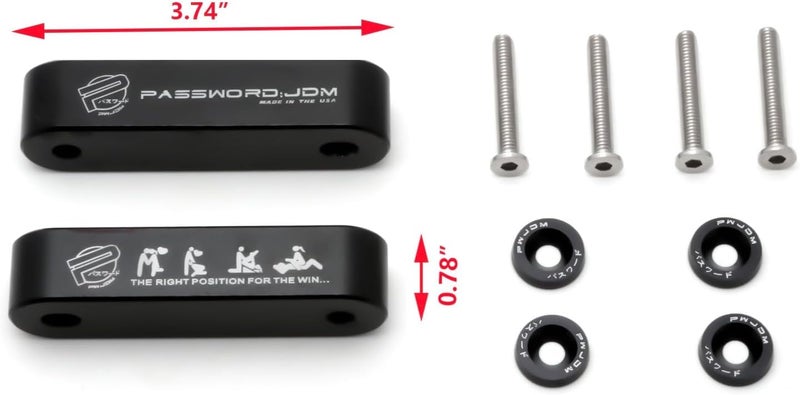 x xotic tech JDM Front Hood Vent Space Riser Spacer Modification + Fender Bumper Washer Engine Bolt Bay Dress Up Kit, Aluminum Alloy Billet Compatible with Honda Civic CRX, Acura Integra (Black) - Image 3