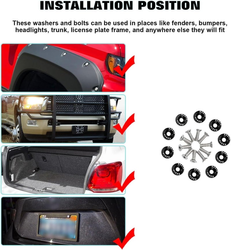 x xotic tech JDM Front Hood Vent Space Riser Spacer Modification + Fender Bumper Washer Engine Bolt Bay Dress Up Kit, Aluminum Alloy Billet Compatible with Honda Civic CRX, Acura Integra (Black) - Image 5