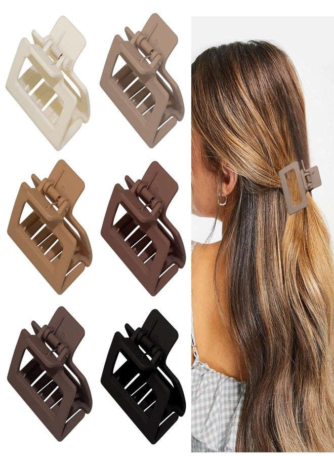 Bakefy 6 Hair Claw Clips for Women - Small Claw Clips for Thin Hair 1.57 Inch Mini Hair Clips No Slip Medium Hair Clips Square Claw Clips Hair Styling Accessories for Women Girls - Image 1