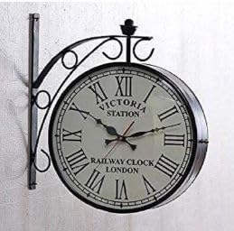 SELLPLUS Black Iron 8 Inch Victoria Station Clock London Vintage Wall Clock Retro Wall Clock Double Sided Wall Clock Antique Clock (8 Inch) (Code 09) - Image 2
