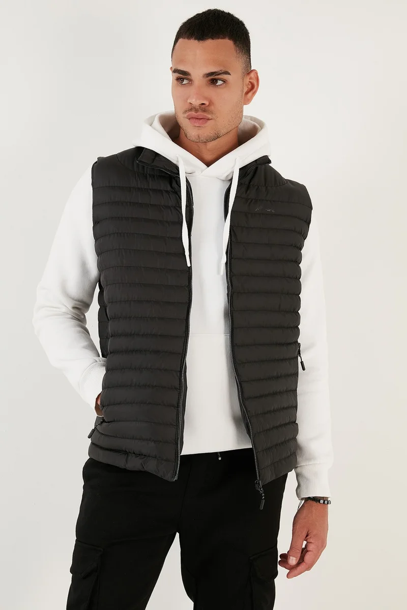 بوراتي Slim Fit Water and Wind Resistant Stand Collar Comfortable Inflatable Vest Men's Vest 649020