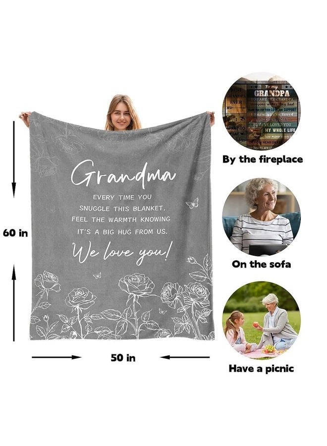 AJIIUSV Grandma Birthday Gifts, Grandma Blanket from Grandkids, Gift for Grandmother ChristmasMothers Day, to My Grandmother Throw Blanket 50"x60" - Image 2