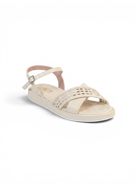 sandals flat leather Uniquely styled SF-63 - Beige