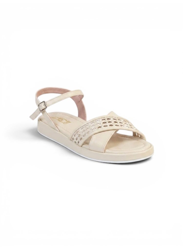 LIFESTYLISH sandals flat leather Uniquely styled SF-63 - Beige - Image 1