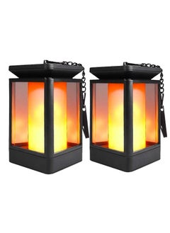 BLUE CORAL 2 Pack Solar Lantern Lights Dancing Flame Waterproof Outdoor Hanging Lanterns Lighting LED Night Light for Garden Patio Yard Pathway  - Image 1