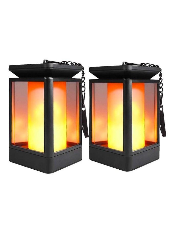 BLUE CORAL 2 Pack Solar Lantern Lights Dancing Flame Waterproof Outdoor Hanging Lanterns Lighting LED Night Light for Garden Patio Yard Pathway  - Image 1