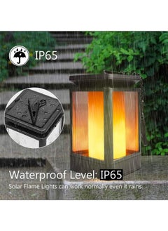 BLUE CORAL 2 Pack Solar Lantern Lights Dancing Flame Waterproof Outdoor Hanging Lanterns Lighting LED Night Light for Garden Patio Yard Pathway  - Image 3